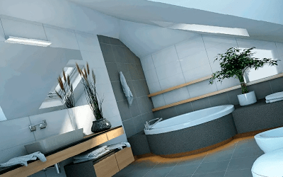дизайн ванной комнаты в стиле хай тек.